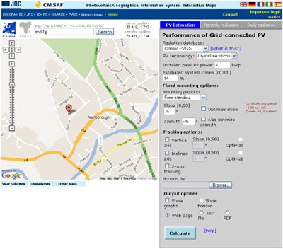 pvgis screen shot